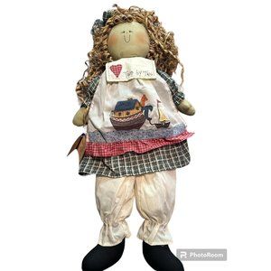 Quilted Treasures Noah Raffia Hair Doll 22”‎